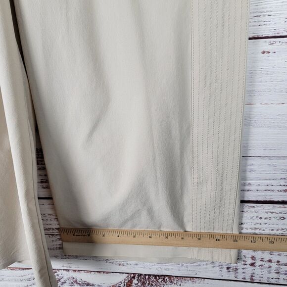 Athleta Avenue Wide Leg Crop Pants Women's 10 Beige Stretch Drawstring Pockets - Picture 2 of 12